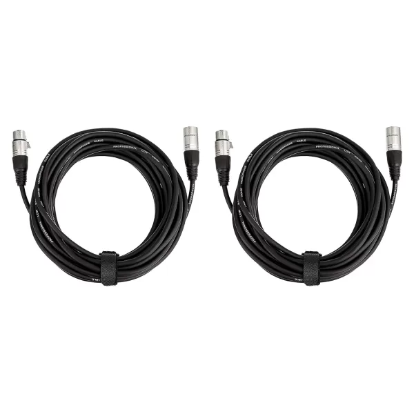 Amazon Basics XLR Microphone Cable for Speaker or PA System All Copper Conductors 6MM PVC Jacket 10 Foot Black2Pack 25 Feet