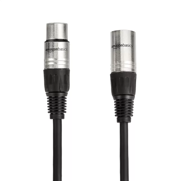 Amazon Basics XLR Microphone Cable for Speaker or PA System All Copper Conductors 6MM PVC Jacket 10 Foot Black2Pack 3 Feet