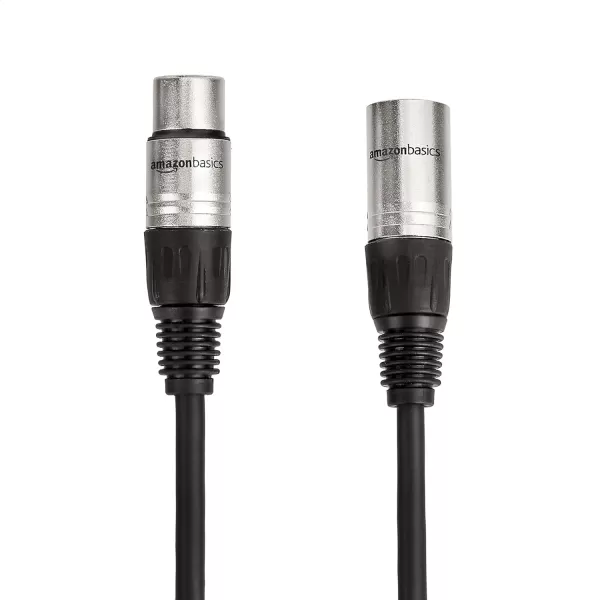 Amazon Basics XLR Microphone Cable for Speaker or PA System All Copper Conductors 6MM PVC Jacket 10 Foot Black2Pack 6 Feet