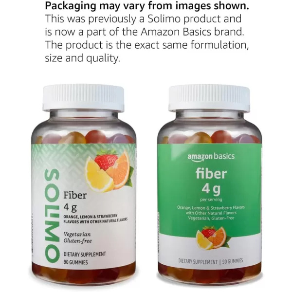 Amazon Basics previously Solimo Fiber 4g Gummy  Digestive Health Supports Regularity Orange Lemon amp Strawberry 90 Gummies 2 per ServingOrange amp Lemon amp Strawberry 90 Count Pack of 1