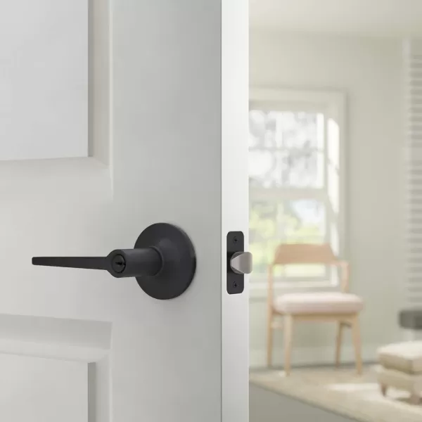 AmazonBasics Manchester Door Lever  Privacy  Matte BlackPack of 6 6 Count TotalMatte Black Entry 6 Pack