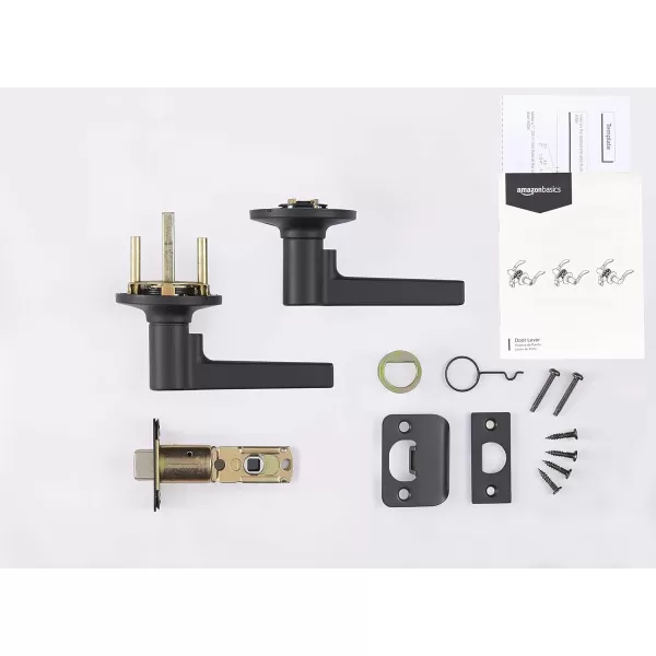 AmazonBasics Manchester Door Lever  Privacy  Matte BlackPack of 6 6 Count TotalMatte Black Passage