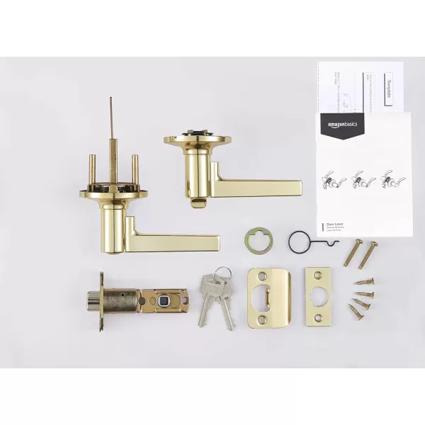 AmazonBasics Manchester Door Lever  Privacy  Matte BlackPack of 6 6 Count TotalPolished Brass Entry