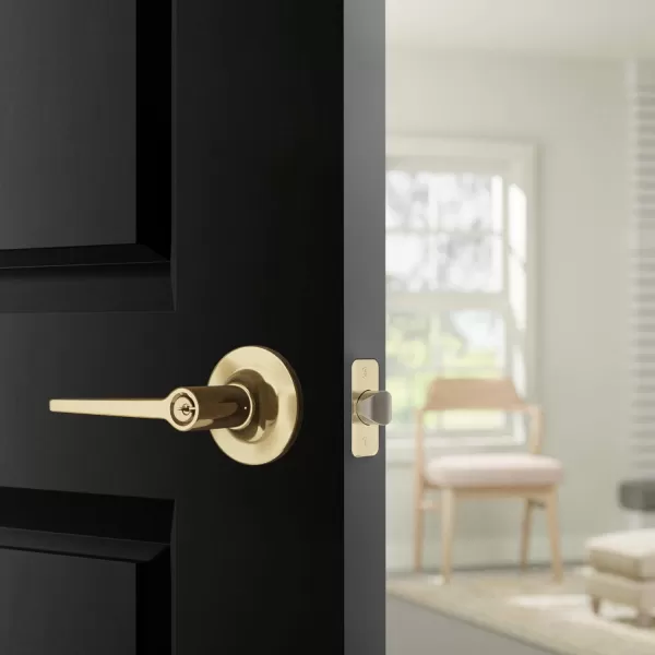 AmazonBasics Manchester Door Lever  Privacy  Matte BlackPack of 6 6 Count TotalPolished Brass Entry