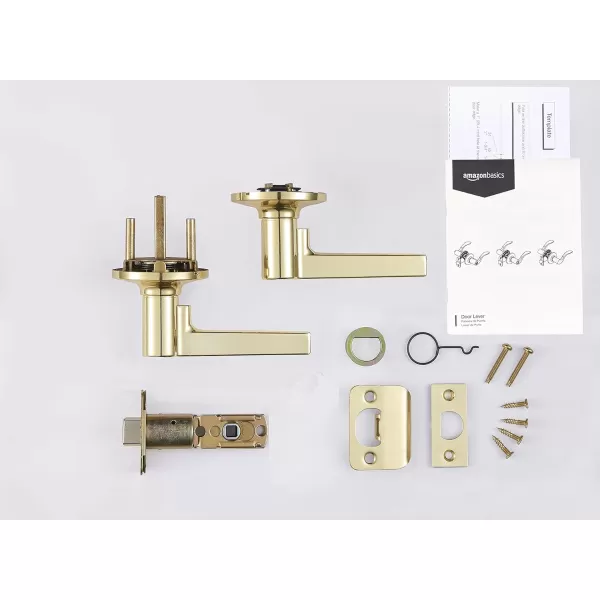 AmazonBasics Manchester Door Lever  Privacy  Matte BlackPack of 6 6 Count TotalPolished Brass Passage