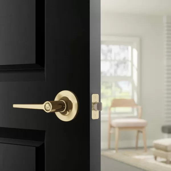 AmazonBasics Manchester Door Lever  Privacy  Matte BlackPack of 6 6 Count TotalPolished Brass Privacy
