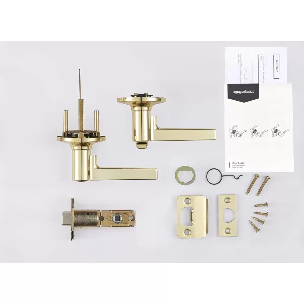AmazonBasics Manchester Door Lever  Privacy  Matte BlackPack of 6 6 Count TotalPolished Brass Privacy