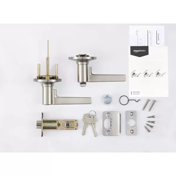 AmazonBasics Manchester Door Lever  Privacy  Matte BlackPack of 6 6 Count TotalSatin Nickel Entry