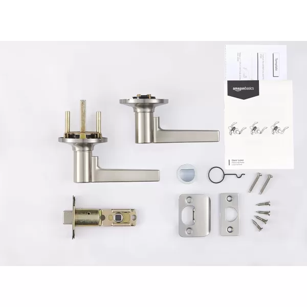AmazonBasics Manchester Door Lever  Privacy  Matte BlackPack of 6 6 Count TotalSatin Nickel Passage
