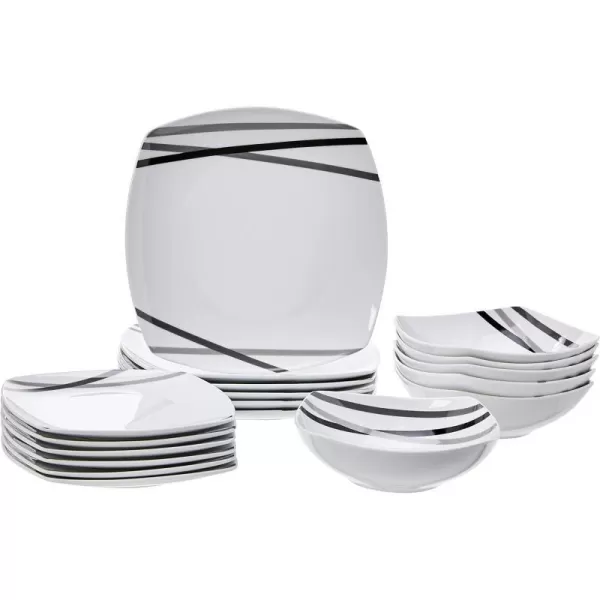 Amazon Basics  18 Piece Kitchen Dinnerware Set  Square Plates Bowls Service for 6  Modern BeamsModern Beams