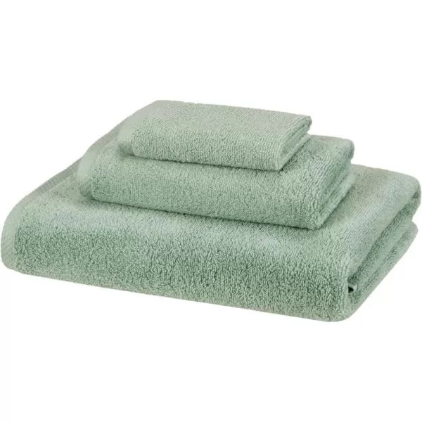 Amazon Basics 100 Cotton QuickDry Bath Towel 2Pack Platinum 54 x 303Piece Set Seafoam Green