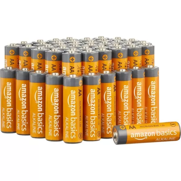 Amazon Basics 100Pack AA Alkaline HighPerformance Batteries 15 Volt 10Year Shelf Life48 Count Pack of 1