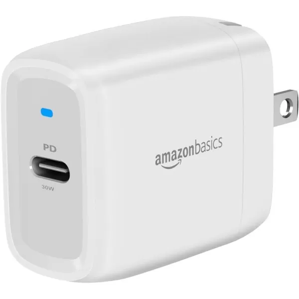 Amazon Basics 100W FourPort GaN Wall Charger with 2 USBC 100W 18W amp 2 USBA Ports 12W with PD for Laptops Tablets amp Phones iPhone 1514131211XiPadMacPro Samsung amp more nonPPS WhiteWhite 30W 1 USBC
