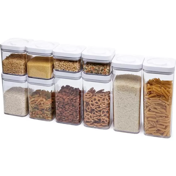 Amazon Basics 10Piece Square Airtight Food Storage Containers for Kitchen Pantry Organization BPA Free Plastic Clear10Piece Square Set