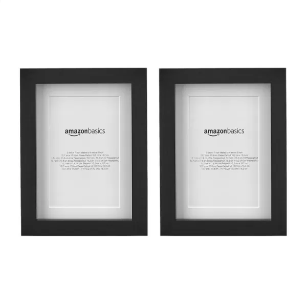 Amazon Basics 11 x 14 Rectangular Photo Picture Frame 8 x 10 With Mat 2Pack Black 152 Inch L x 122 Inch WBlack 5 x 7