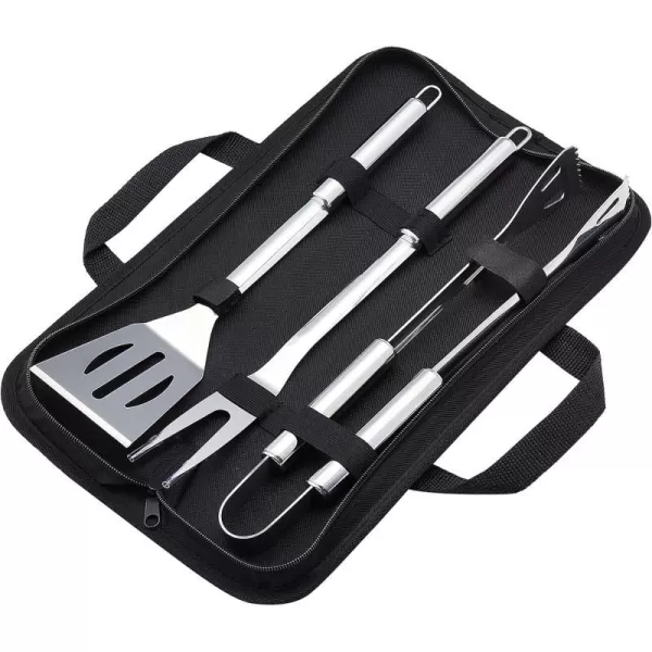 Amazon Basics 11Piece Stainless Steel Barbeque Grilling Tool Set with Carry BagBarbeque Set 4Piece