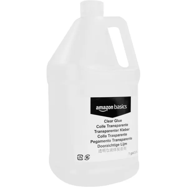 Amazon Basics 12 Gallon Clear Glue and 12 Gallon White Glue 2Pack Combo Glue for Perfect Slime TransparentWhite 64 fl ozClear 1 Gallon 1pack