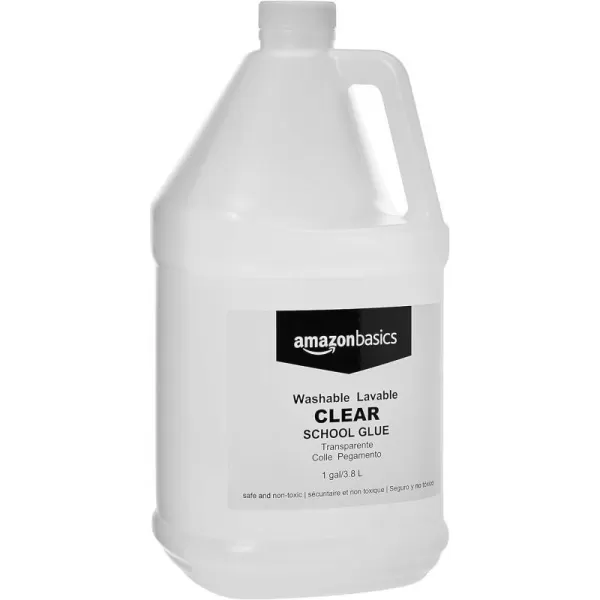 Amazon Basics 12 Gallon Clear Glue and 12 Gallon White Glue 2Pack Combo Glue for Perfect Slime TransparentWhite 64 fl ozClear 128 fl oz 2pack
