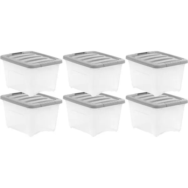 Amazon Basics 12 Quart Stackable Plastic Storage Bins with Latching Lids Clear Grey Pack of 619 Qt  6 Pack