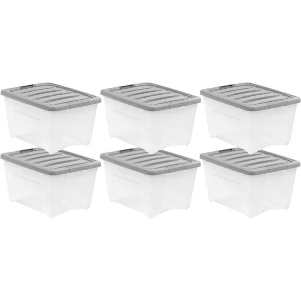 Amazon Basics 12 Quart Stackable Plastic Storage Bins with Latching Lids Clear Grey Pack of 632 Qt  6 Pack