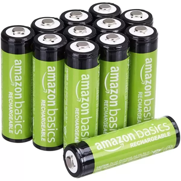 Amazon Basics 12Pack Rechargeable AA NiMH Performance Batteries 2000 mAh Recharge up to 1000x Times PreCharged12 Count Pack of 1