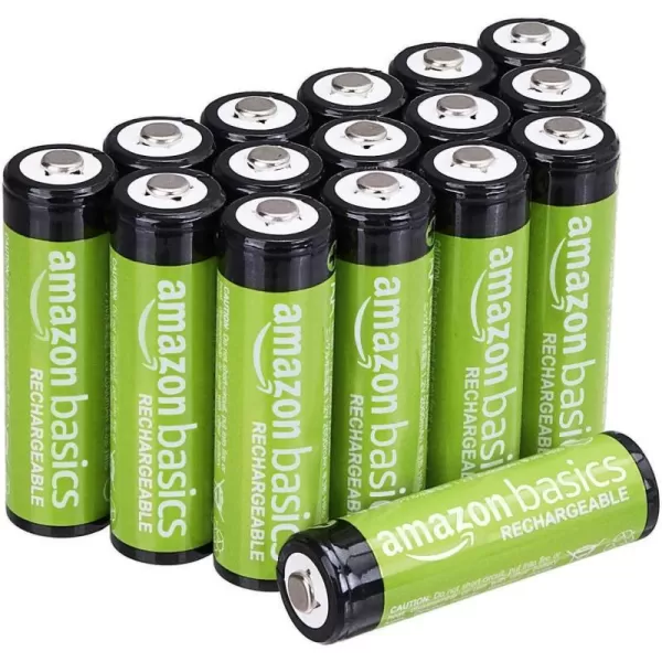 Amazon Basics 12Pack Rechargeable AA NiMH Performance Batteries 2000 mAh Recharge up to 1000x Times PreCharged16 Count Pack of 1