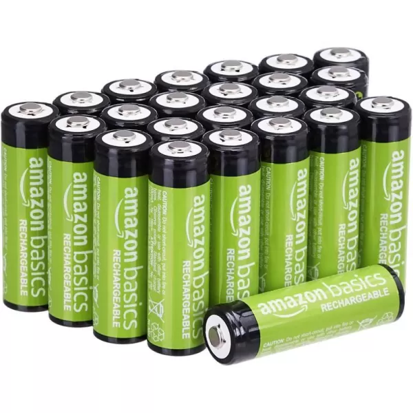 Amazon Basics 12Pack Rechargeable AA NiMH Performance Batteries 2000 mAh Recharge up to 1000x Times PreCharged24 Count Pack of 1