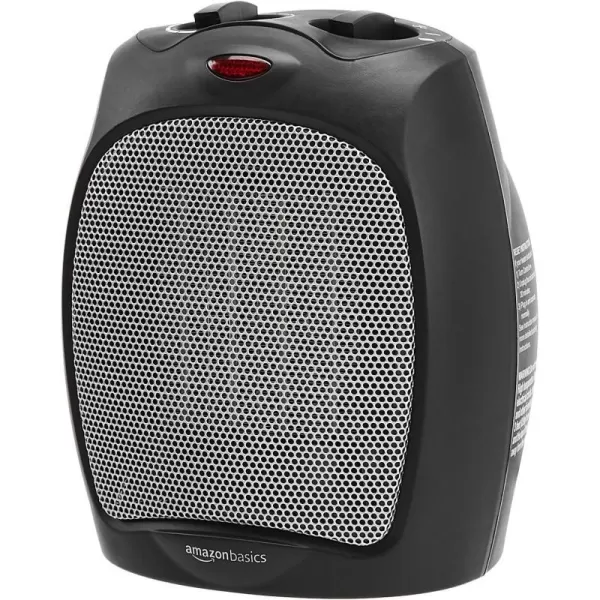 Amazon Basics 1500W Ceramic Personal Heater with Adjustable Thermostat SilverBlack Heater