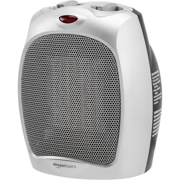 Amazon Basics 1500W Ceramic Personal Heater with Adjustable Thermostat SilverSilver Heater