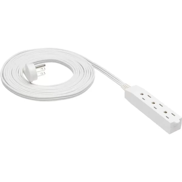 Amazon Basics 15Foot 3Prong Flat Plug Grounded Indoor Extension Cord with 3 Outlets  13 Amps 1625 Watts 125 VAC WhiteWhite 15 ft