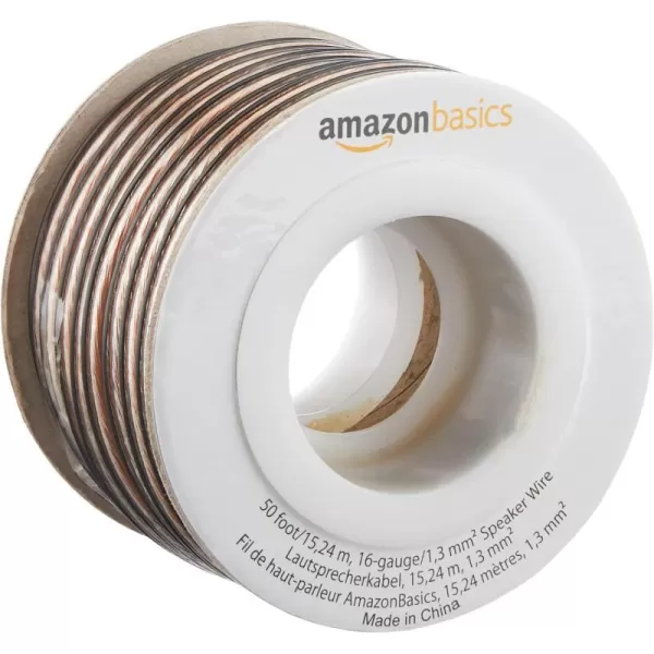 Amazon Basics 16Gauge Speaker Wire Cable 50 Feet50 Feet 1Pack