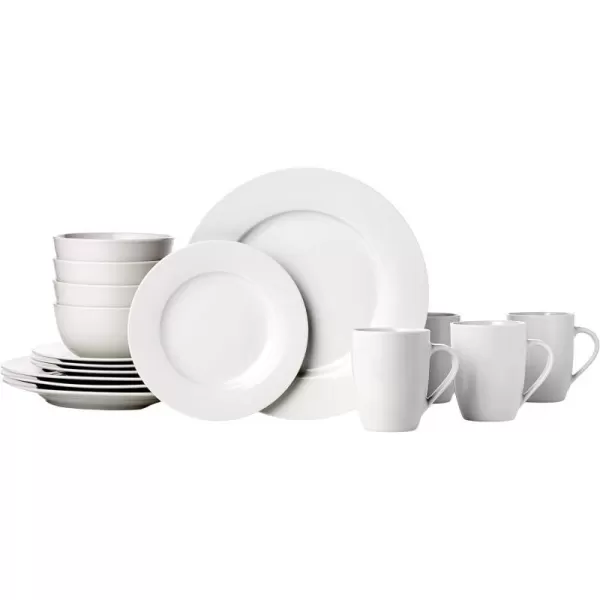 Amazon Basics 16Piece Porcelain Kitchen Dinnerware Set with Plates Bowls and Mugs Service for 4  WhiteAmazon Basics 16Piece Porcelain Kitchen Dinnerware Set with Plates Bowls and Mugs Service for 4  White