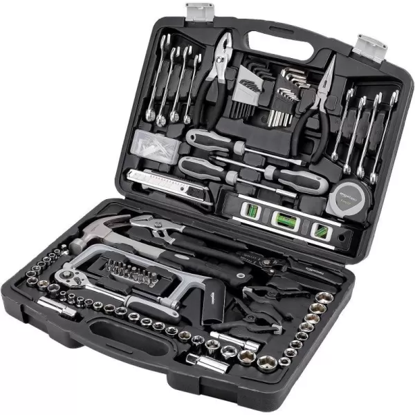 Amazon Basics 173Piece General Household Home Repair and Mechanics Hand Tool Kit Set173Piece