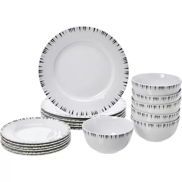 Amazon Basics 18Piece Kitchen Dinnerware Set Plates Dishes Bowls Service for 6 White Porcelain CoupeBungalow