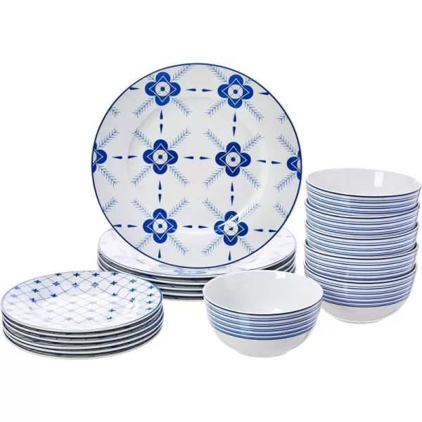 Amazon Basics 18Piece Kitchen Dinnerware Set Plates Dishes Bowls Service for 6 White Porcelain CoupeCottage