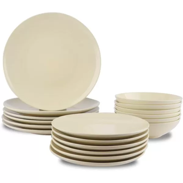 Amazon Basics 18Piece Stoneware Dinnerware Set  Deep Teal Service for 6Cream