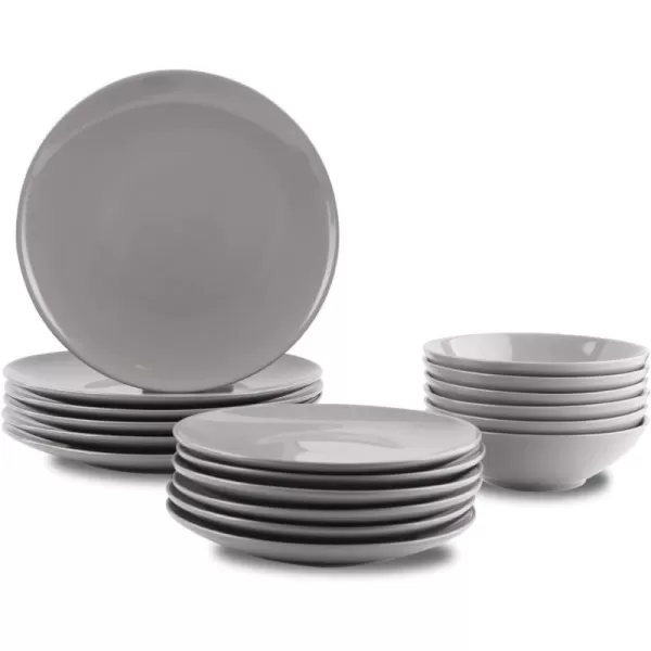 Amazon Basics 18Piece Stoneware Dinnerware Set  Deep Teal Service for 6Smokey Grey