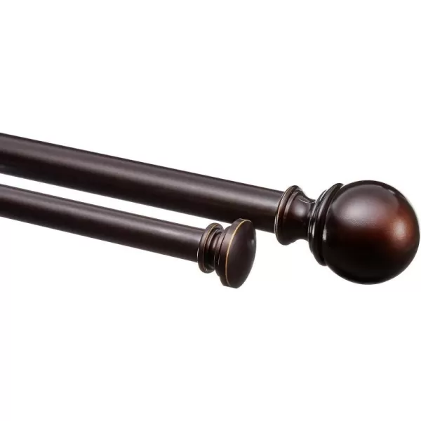 Amazon Basics 1Inch Curtain Rod with Round Finials 1Pack 72 to 144 Black1Inch Double 72 to 144 Bronze