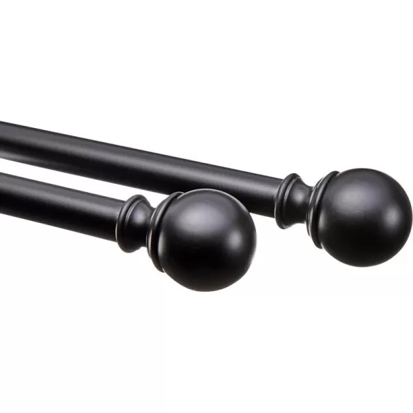 Amazon Basics 1Inch Curtain Rod with Round Finials 1Pack 72 to 144 Black1Inch Rod 36 to 72 Black