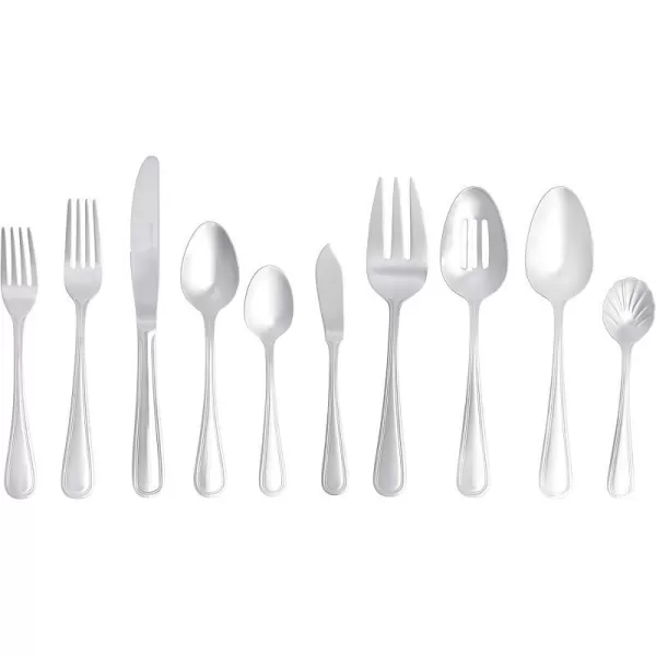 Amazon Basics 20Piece Stainless Steel Flatware Set with Round Edge Service for 4 Silver45Piece Crown