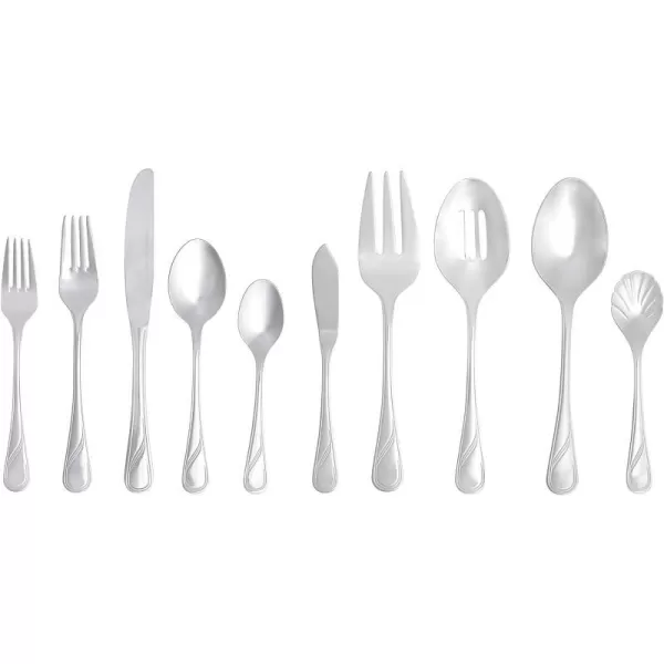 Amazon Basics 20Piece Stainless Steel Flatware Set with Round Edge Service for 4 Silver45Piece Modern Finish