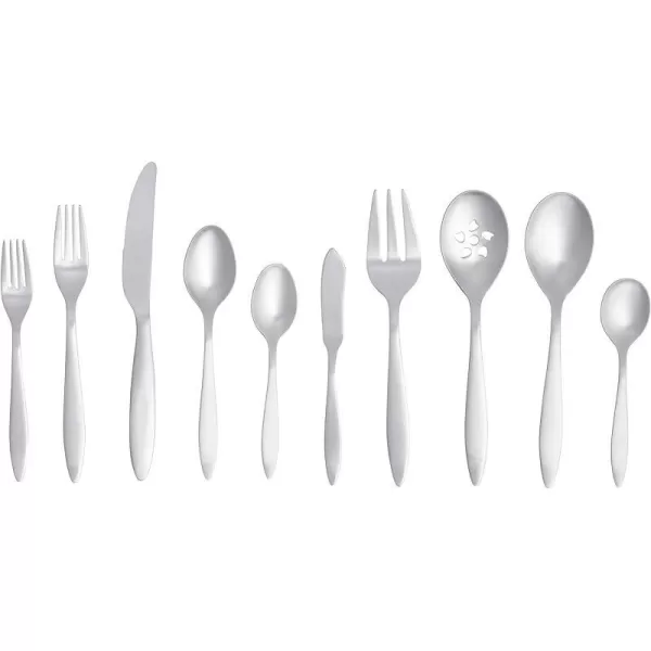 Amazon Basics 20Piece Stainless Steel Flatware Set with Round Edge Service for 4 Silver45Piece Satin Matte