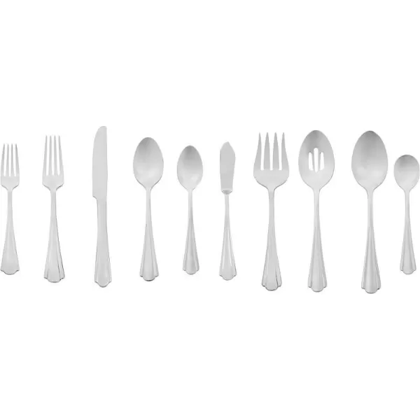 Amazon Basics 20Piece Stainless Steel Flatware Set with Round Edge Service for 4 Silver45Piece Scalloped Edge