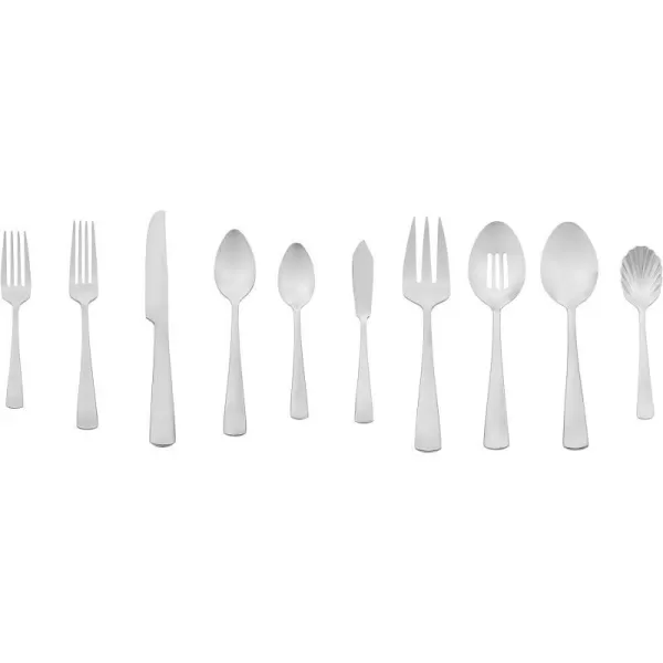 Amazon Basics 20Piece Stainless Steel Flatware Set with Round Edge Service for 4 Silver45Piece Square Edge
