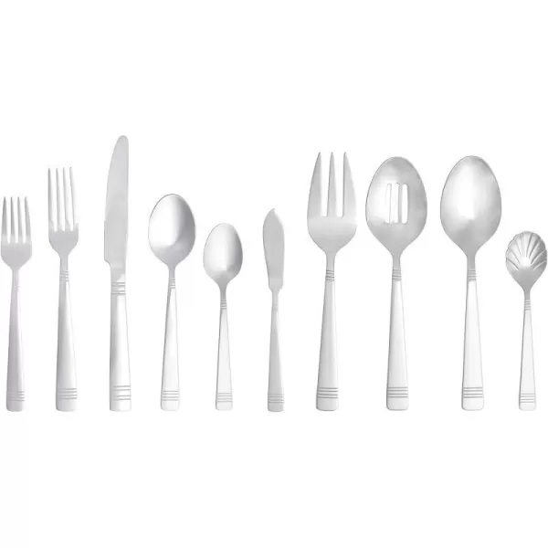 Amazon Basics 20Piece Stainless Steel Flatware Set with Round Edge Service for 4 Silver65Piece Bistro