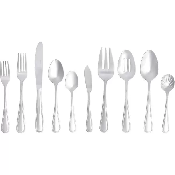 Amazon Basics 20Piece Stainless Steel Flatware Set with Round Edge Service for 4 Silver65Piece Crown