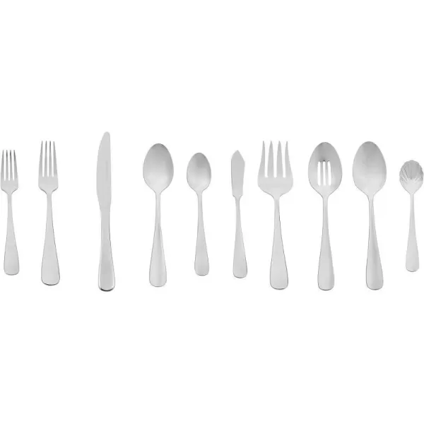 Amazon Basics 20Piece Stainless Steel Flatware Set with Round Edge Service for 4 Silver65Piece Round Edge