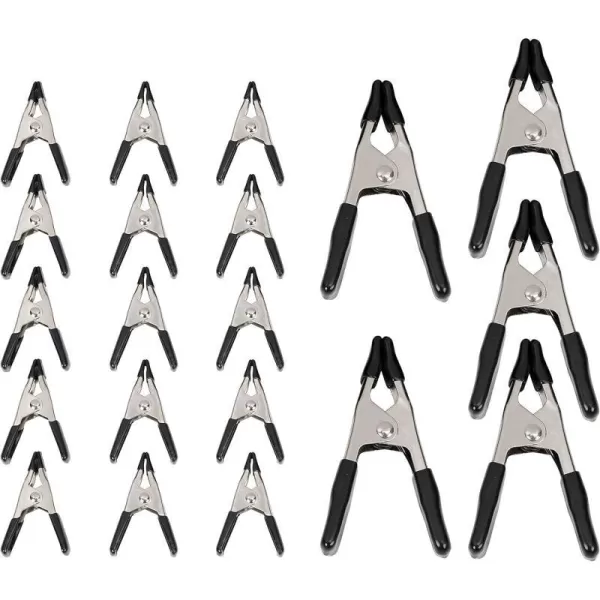 Amazon Basics 20Piece Steel Spring Clamp Set 15 Pack of 34Inch 5 Pack of 1Inch BlackSilverAmazon Basics 20Piece Steel Spring Clamp Set 15 Pack of 34Inch 5 Pack of 1Inch BlackSilver