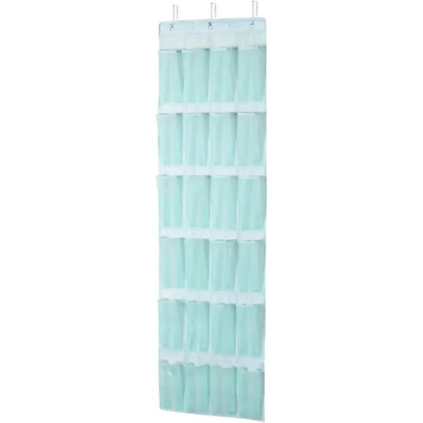 Amazon Basics 24 Medium Pocket OvertheDoor Hanging Shoe Organizer Light GreyJade Green