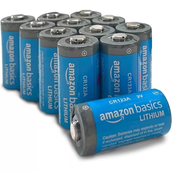 Amazon Basics 24Pack CR123A Lithium Batteries 3 Volt 10Year Shelf Life12 Count Pack of 1